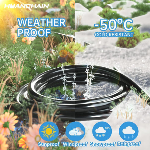 HUANCHAIN Indoor Outdoor Black Extension Cord 8 ft Waterproof, 16/3 Gauge Flexible Cold-Resistant Appliance Extension Cord Outside, 13A 1625W 16AW...