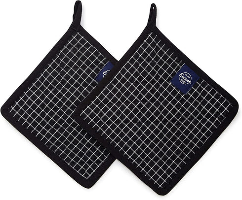 Encasa Homes 8 inches Oven Microwave Potholders (2 pc Set) for Kitchen Cooking & Baking - Heat Resistant, Thick & Safe, Protection of Hands from H...
