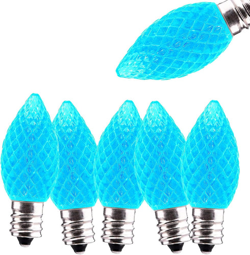 C7 LED Christmas Light Bulbs - 25 Pack C7 LED Bulbs Blue - 0.5W for Outdoor String Lights, Holiday Decoration...
