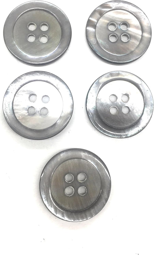 5 Premium Grey Mother of Pearl - Ocean Pearl Buttons Set- Grey Color Shell Sportcoats, Suits, Dres Etcses...