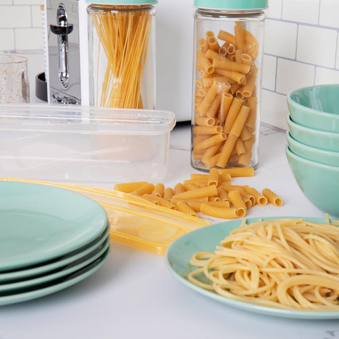 Microwave Pasta Cooker with Strainer, Pasta Cooker with Lid, Noodle, Microwave, Yellow...