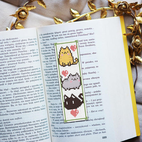FREEBLOSS 6 Set Cross Stitch Bookmark Kit Counted Cross Stitch Kit Embroidery Bookmarks with Instruction Cartoon Cat Embroidery Kit for Beginners ...