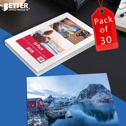 Better Office Products Glossy Photo Paper, 8.5 x 11 Inch, 30 Sheets, 200 gsm, Letter Size, 30-Count Pack...