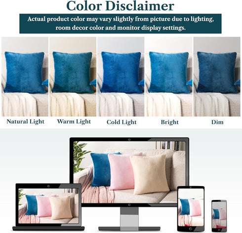 PAVILIA Teal Blue Throw Pillow Covers 18x18 Set of 2, Decorative Pillow Cases for Bed Sofa Couch, Boho Aesthetic Accent Decor Cushion Bedroom Livi...