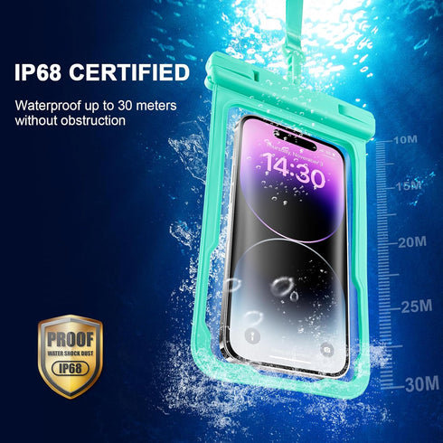 2 Pcs Waterproof Phone Pouch, Universal Waterproof Phone Case for iPhone Samsung Google Up to 7.3'', IPX8 Water Proof Cellphone Dry Bag for Snorke...