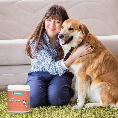 Skin & Coat Supplement for Dogs with Salmon Oil, Omega 3 & 6, EPA & DHA, Promotes Healthy Skin and Coat, Itchy Relief, Joint and Overall Health, D...