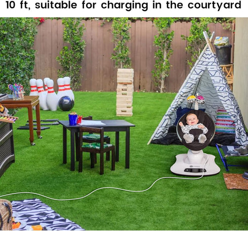 10 ft Power Cord for 4moms mamaRoo 4, 12V 3A Charger for RockaRoo Baby Swing, AC Adapter, White...