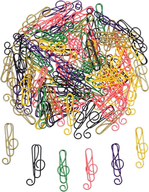 Outus 200 Pcs Music Paper Clips 6 Colors Metal Musical Notes Paper Clips Treble Clef Paper Clips Funny Music Teacher Gifts for Desk Bookmark Offic...
