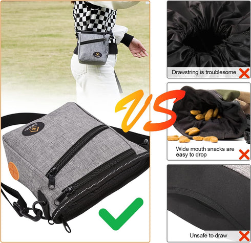 Ownpets Dog Training Pouch, Pet Treat Training Pouch with Collapsible Bowl, Shoulder Strap & Waist Strap, 4 Ways to Wear, Practical Training Bag f...