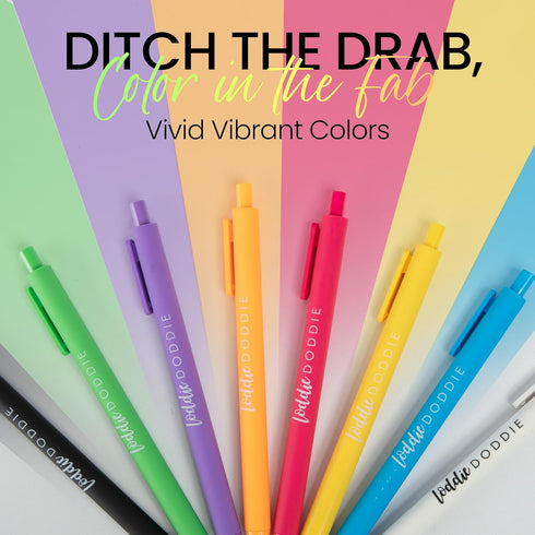 Loddie Doddie Vivid Gel Pens for Journaling and Note Taking 8 Pack, 0.7 mm Medium Point Smooth Writing Retractable Pens, No Bleed, Smear Smudge...