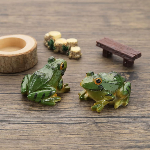 SING F LTD 2pcs Resin Frog Statue Animal Sculpture Indoor Outdoor Decor for Garden Patio Yard Micro Fairy Garden Ornaments and Flower Pots...