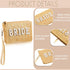 Bride Straw Clutch Purse Pearl Rhinestone Wedding Straw Handbag Women's Bohemian Wristlet Purse for Honeymoon Bridal...