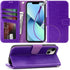 Arae Compatible with iPhone 13 Case with Card Holder and Wrist Strap Wallet Flip Cover for iPhone 13 6.1 inch,Purple......