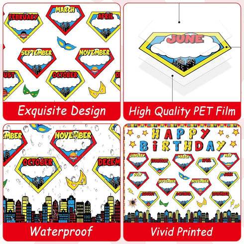 Hero Happy Birthday Bulletin Board Decoration Set Hero Birthday Bulletin Board Happy Birthday Cutouts for Classroom Hero Themed Bulletin Boarders ...