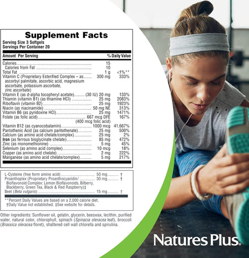 NaturesPlus Hema-Plex Iron - 60 Fast-Acting Softgels, Pack of 2-85 mg Elemental Iron + Vitamin C & Bioflavonoids for Healthy Red Blood Cells - Veg...