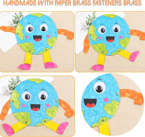 EuTengHao 300Pcs Brass Fasteners Scrapbooking Brads Round Head Brass Plated Fasteners for Craft Art Crafting School Project Decorative Scrapbookin...