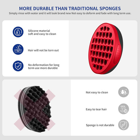 Silicone Curl Brush,Africa Comb,Magic Curly Hair Brush Twist Hair,Afro Pick,Men Women Boys Girls Wave Curler Tool,1 Set (Red)…...