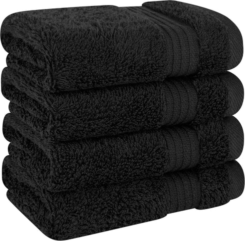 Cotton Paradise 100% Cotton Turkish Washcloth Set for Bathroom, 4 Piece Soft Absorbent Small Hand Face Towels Wash Rags, Black...