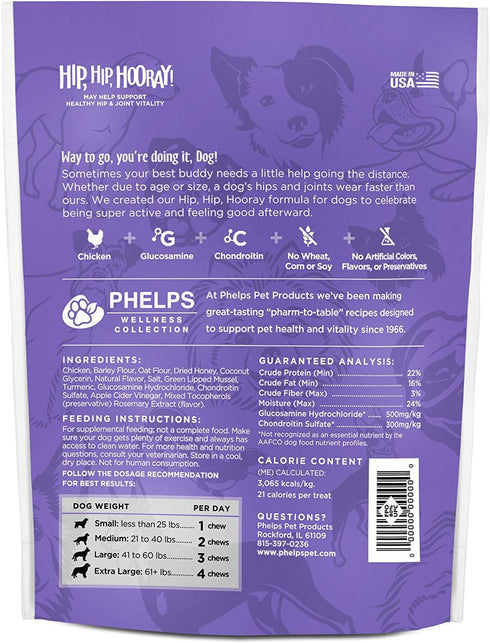 Hip, Hip, Hooray Joint Health Chicken Recipe Dog Treats 4.5 oz...