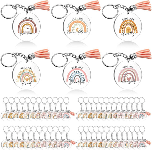 Unittype 30/50/100 Rainbow Keychain Inspirational Keychain Employee Appreciation Gifts for Coworkers Thank You Key Chains(50 Pcs)...