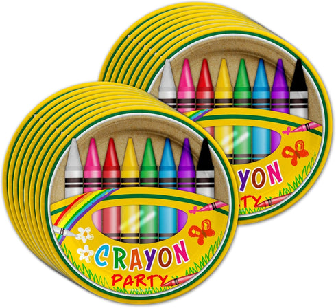 Crayon Birthday Party Supplies Set Plates Napkins Cups Tableware Kit for 16...