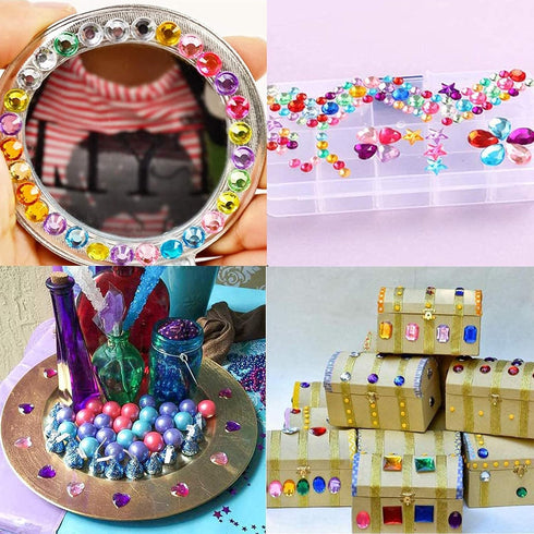 1200 Pcs Acrylic Flatback Rhinestones,12 Different Shape Gems for DIY Craft Jewels Gemstone Wedding Birthday Decoration (6-13mm) (Acrylic)...