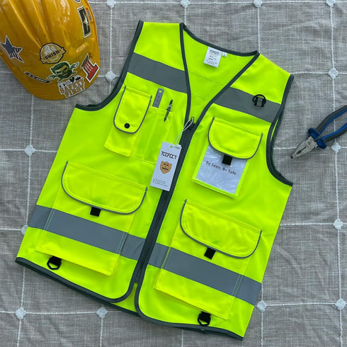 TCCFCCT Hi Vis Vest 9 Pockets High Visibility Reflective Safety Vest for Men Women, Safety Construction Vest with Reflective Strips, Meets ANSI/IS...