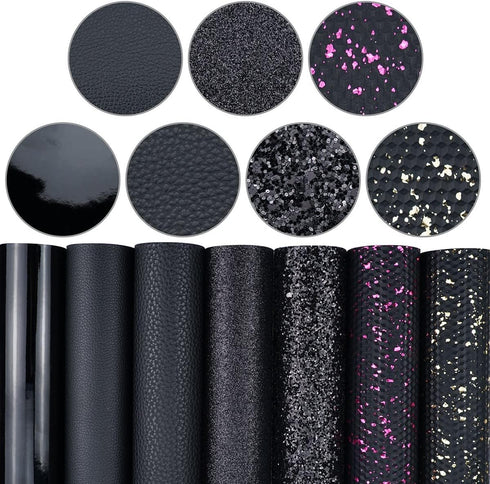Litchi 7 Pack 8x12 Inch Faux Leather Sheets for Bow Earring, Easy to Cut Vinyl Fabric for Cricut, Durable Fade Resistant Leatherette Without Smell...