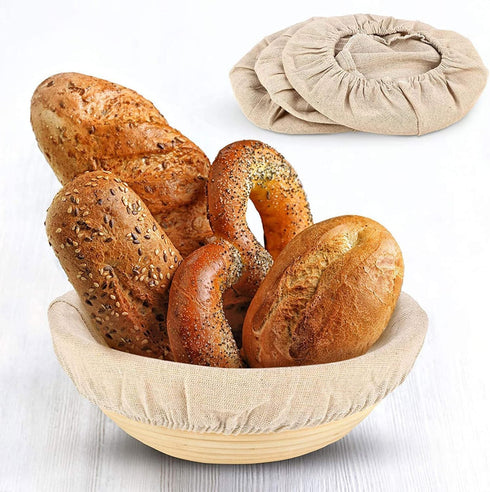 Cream-Coloured Oval Bread Banneton Proofing Basket Liner Cloth Cover Natural Rattan Baking Dough Banneton Proofing Sourdough Basket Cloth Liner Br...