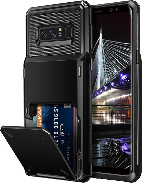 Vofolen for Galaxy Note 8 Wallet Case with Credit Card ID Holder 4-Slot Pocket Flip Door Anti-Scratch Dual Layer Protective Bumper TPU Rubber Armo...