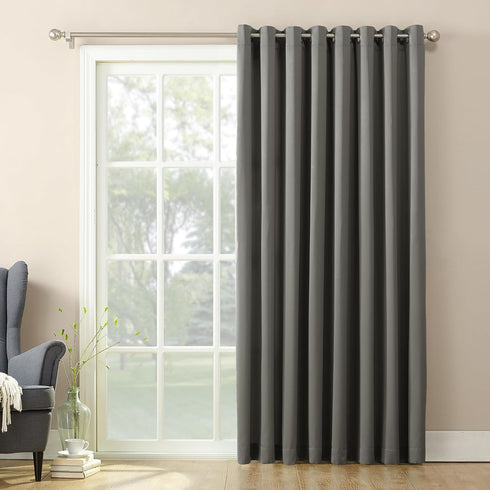 Sun Zero Barrow Energy Efficient Grommet Sliding Patio Door Curtain Panel, 100" x 84", Steel...