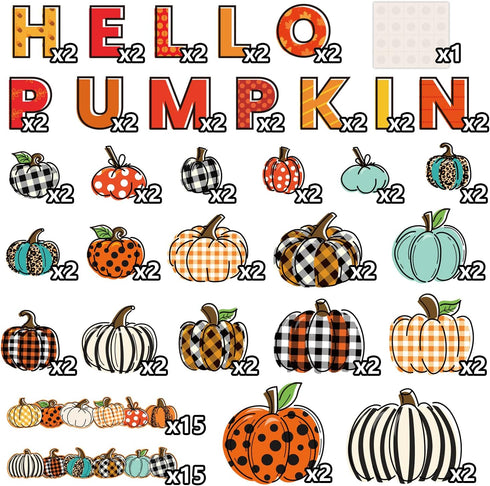 GreenPine 90Pcs Happy Fall Pumpkin Cutouts Thanksgiving Bulletin Board Set with Pumpkin Borders Trim Classroom School Office Wall Decor Themed Par...