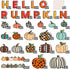GreenPine 90Pcs Happy Fall Pumpkin Cutouts Thanksgiving Bulletin Board Set with Pumpkin Borders Trim Classroom School Office Wall Decor Themed Par...