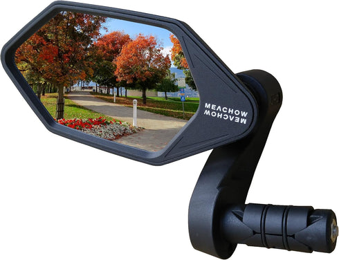 MEACHOW New Bar End Bike Mirror, Crystal UHD Automotive Grade Glass Lens E-Bike Mirrors, Scratch Resistant, Safe Rearview Mirrors, (Silver Left Si...