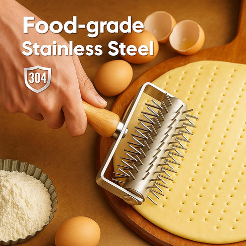 Pizza Dough Docker Roller Stainless Steel, Pin Puncher Dough Hole Maker, Docking Tool for Pizza Pie Cookie Pastry Bread...
