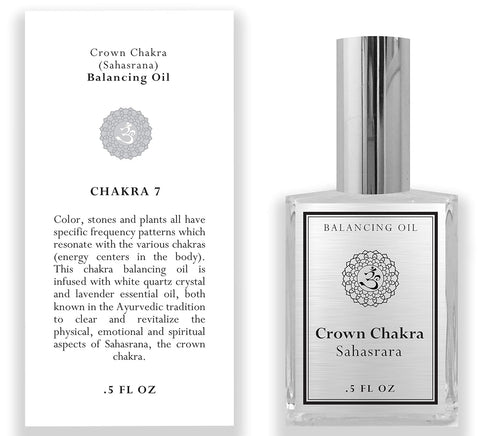 7th Chakra Balancing Oil - Sahasrara Crown Chakra Aromatherapy - Roll On Pulse Points - Infused with White Quartz Crystal and Lavender Essential O...