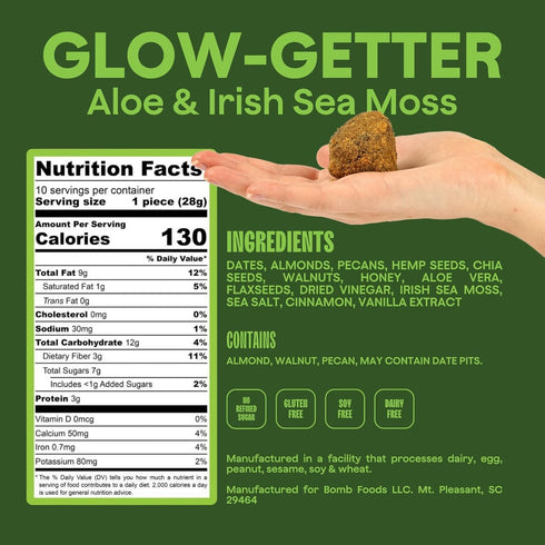 The Bomb Co. Blender Bomb, Glow Getter, Superfood Smoothie Supplement, Smoothie Mix with Flax, Hemp, Irish Sea Moss, & Amino Acids for Hair & Skin...