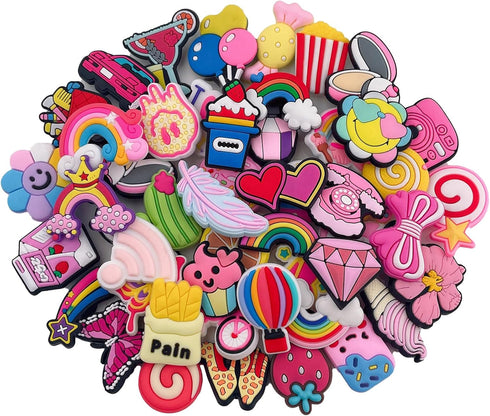 30,50,100 Pcs Random Cute Cartoon Shoe Charms for Girls Boys Kids Accessories Bracelet Wristband Sandals Gifts...