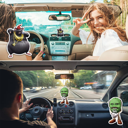 Pounchi Funny Meme Car Air Freshener Cards (8 Pack Refreshing Ice Scent) Funny Accessories for Car Interior Hanging Gift Rearview Pendant Supplies...