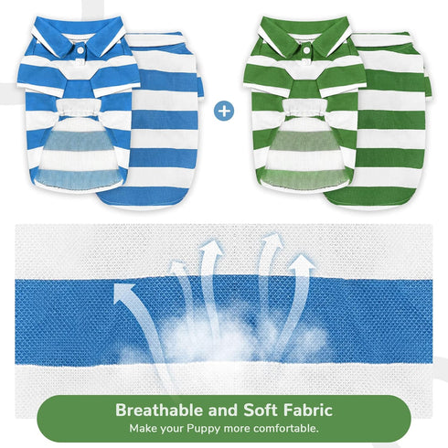 2 Pieces Stripe Dog Shirts Breathable Polo T-Shirts for Small Dogs Cats Girl Boy Puppy Sweatshirt for Chiuahaha Poodle Teacup Shihtzu Yorkie Small...