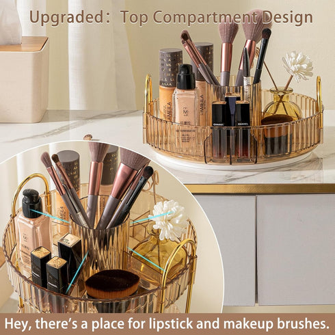 360° Rotating Lazy Susan Makeup Organizer, High-Capacity Bathroom Countertop Vanity Organizers, 1 Tier Spinning Skincare Storage, for Perfume/Cosm...