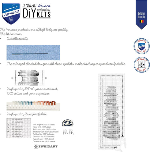 Vervaco Cross Stitch Embroidery Kit for Adults, Cross Stitch Set Pre-printed with Embroidery Design on 100% Cotton Fabric, Embroidery Templates 2,...