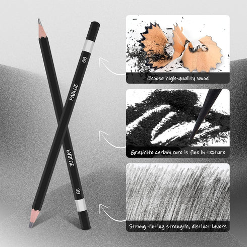Professional Triangular Drawing Sketching Pencil Set,6H,4H,2H,H,HB,F,B,2B,3B,4B,6B,8B,10B,12B Graphite Shading Pencils for Beginners,ProArtists,Dr...