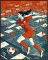 Posterizer 1 pcs-retro inspired soccer-football player woman-red and blue art-Sports & Hobby Art Gifts for sports fans Decor for Home & Office- un...