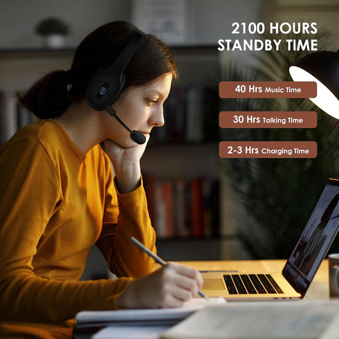 Bluetooth Headset, Trucker Bluetooth Headset with Microphone, 60 Hours Working Time Wireless on-Ear Headset for Computer Cell Phone Trucker Home O...