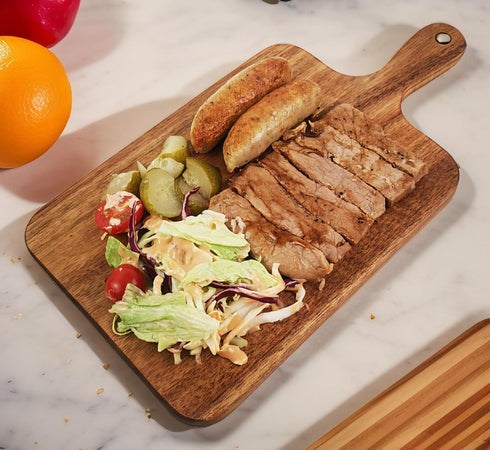Acacia Wood Cutting Board with Handle 13.7''X7'' / Charcuterie Board/Serving Board/Cheese, Bread, Vegetables & Fruits Serving Board (Rectangular)...