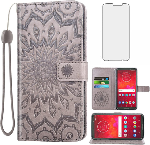 Phone Case for Motorola Moto Z3 / Z3 Play Wallet Cases with Tempered Glass Screen Protector Leather Magnetic Flip Cover Card Holder Stand Cell Acc...