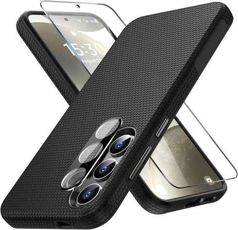 Diaclara Designed for Samsung Galaxy S24 Plus Case 6.7 Inch, Tempered Glass Screen Protector + Camera Protector Shockproof Protective Phone Case -...