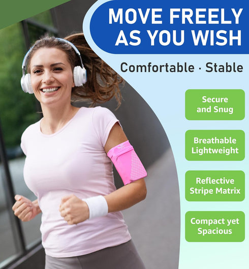 HiRui Universal Sports Armband Cell Phone Armband Sleeves Running Armband for Exercise Workout, Compatible with iPhone 16/16Plus/Pro/15/15Plus/14/...