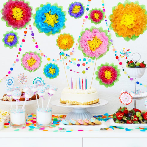Set of 20 Fiesta Paper Flowers,Colorful Tissue Paper Flowers,Crepe Paper Flowers for Spring Party,Baby Shower,Carnival,Crafts,Wedding Backdrop...